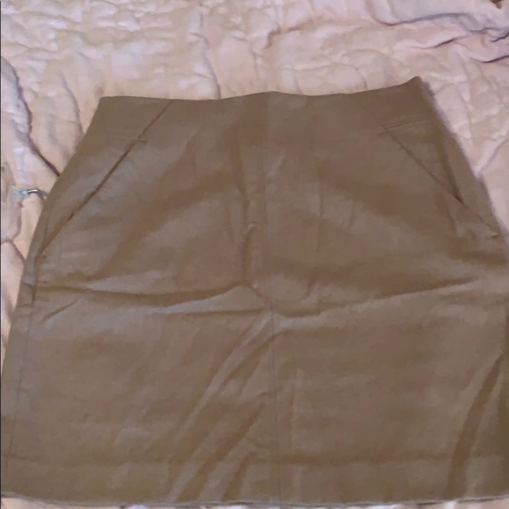 Camel mini skirt.